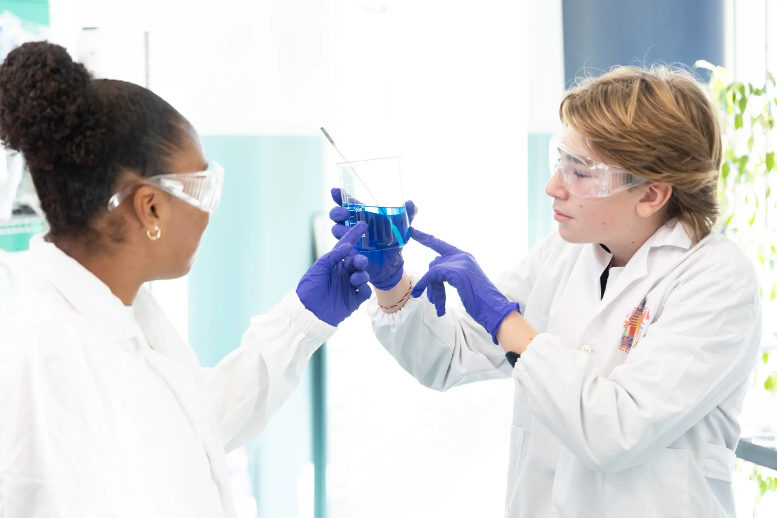Middle School student using a microscope in a science lesson.